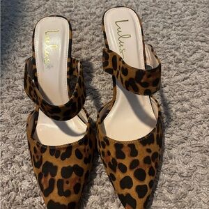 Lulus Leopard Print Pointed Toe Heels Strap Pumps Women’s Size 11